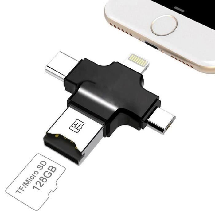 Lecteur portable multifonction, Cle USB pour telephone portable USB TF  Flash Cle USB avec Connecteur foudre , noir Da05720 - Cdiscount Informatique