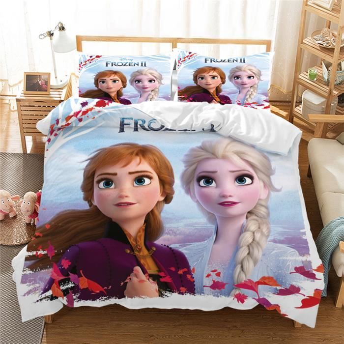MCX-3513 Parure de lit imprimée disney en 3D ensemble de literie princesse  Anna et Elsa housse de couette et Taille:260x220cm - Cdiscount Maison