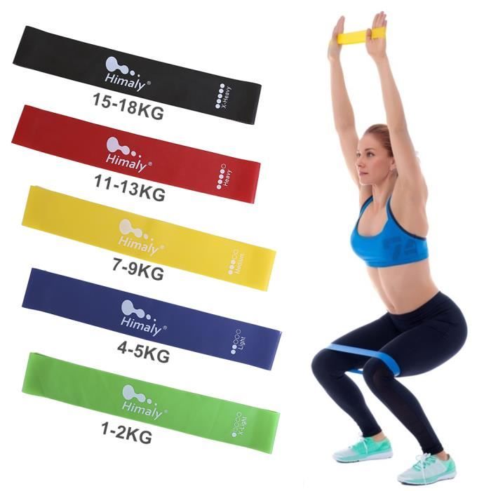 Élastique Bande de Résistance pour Yoga Exercice Pilates Gym Fitness en 