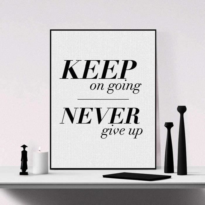 Minimaliste Keep Going Inspiration Typographie Citation Affiche Noir Blanc Murale Art Salon Toile Tableau Peinture Maison Chambre Cdiscount Maison