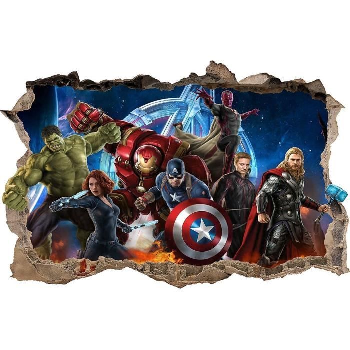 Autocollant Mural Trou Dans Le Mur Avengers Hulk Cpt America Stickers Muraux  Sticker 76 (Xxl - 115 X 75 Cm)[210] - Cdiscount Maison