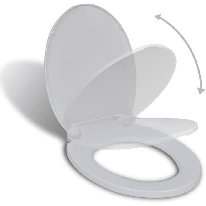 Abattant WC lunette de toilette Senzano, Forme en D, Fermeture douce, amovible, antibactérien, en Duroplast et inox