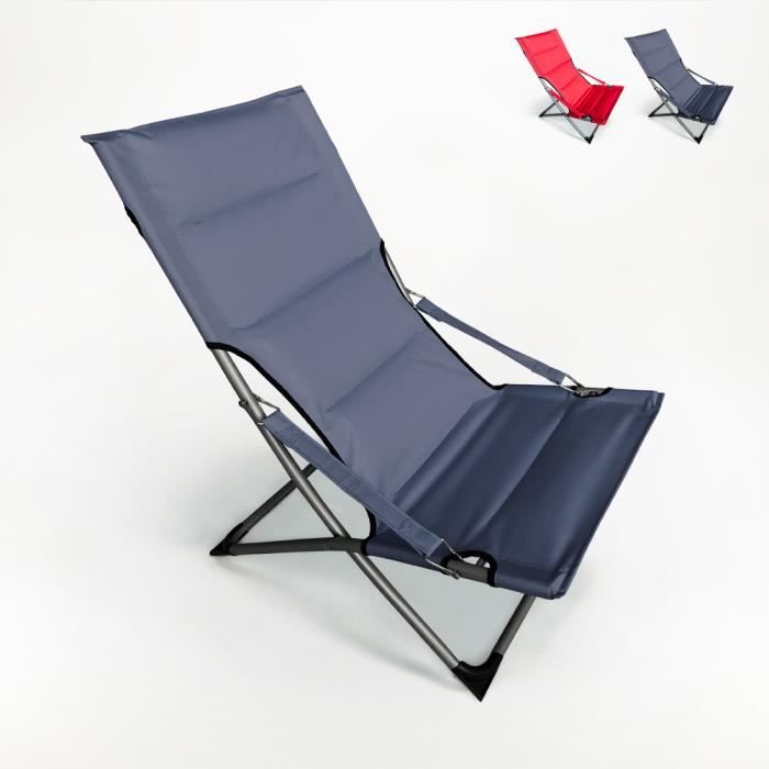 Transat chaise de plage pour jardin pliant mer plage Canapone, Couleur: Gris foncé