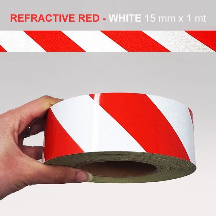 Bande réfléchissante rouge et blanche autocollante de 12″ - Paquet de 3
