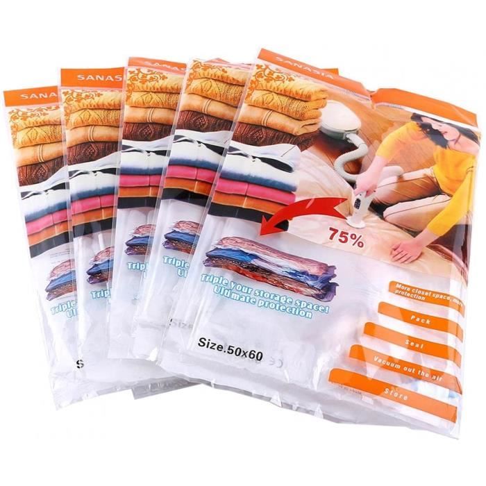5 Sacs De Rangement Sous Vide 105x70cm Transparents - Pour Vêtements, Coussins - Motif Tournesol
