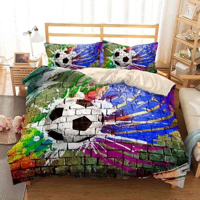Housse de Couettes Parure de Lit 2 Personnes, Football de griffonnage