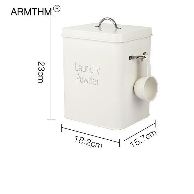 Conteneur De Poudre à Lessive De Ferme, Boîte De Rangement De Poudre De Détergent Domestique Durable à Deux Poignées Latérales, Portable En Acier Inoxydable (Vert Clair