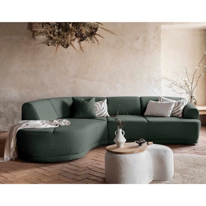 Canapé d'angle 5 places Tissu Moderne Confort Vert