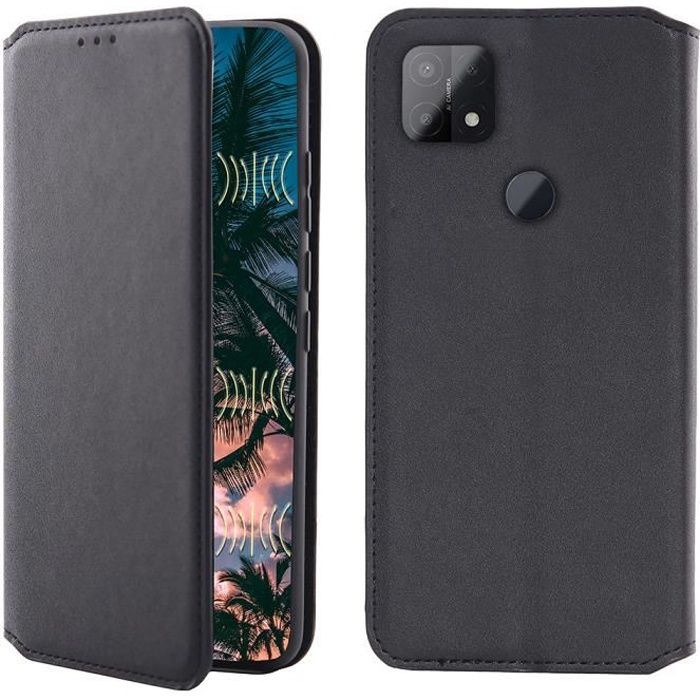 CEKA TECH Etui Coque pour Oppo A15,Portes Cartes,Fermeture magnétique,Plusieurs Couleurs Protection Housse en Cuir PU Portefeuille pour Oppo A15 6.52 Pouces , Noir