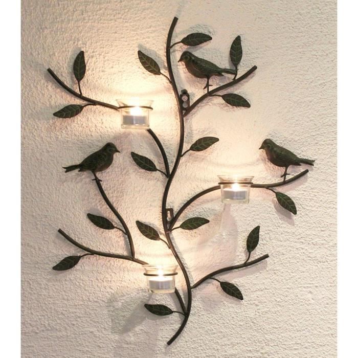 Chandelier Mural 7 Bougies DanDiBo - Noir, 83cm - Pour Bougies Chauffe-plat - Décoration Vintage