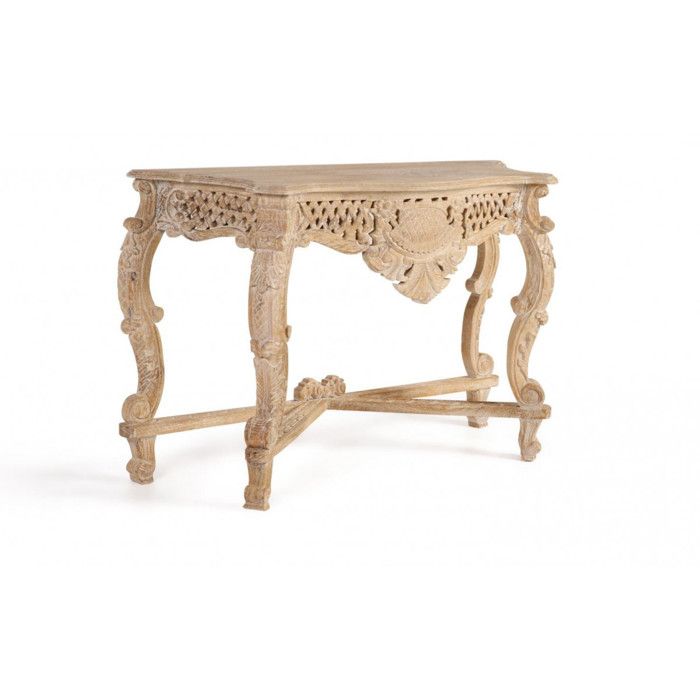 Console - Giner y Colomer - Bois de manguier - Blanc vieilli - Sculptée à la main Console - Giner y Colomer - Bois de manguier - Blanc vieilli - Sculptée à la main