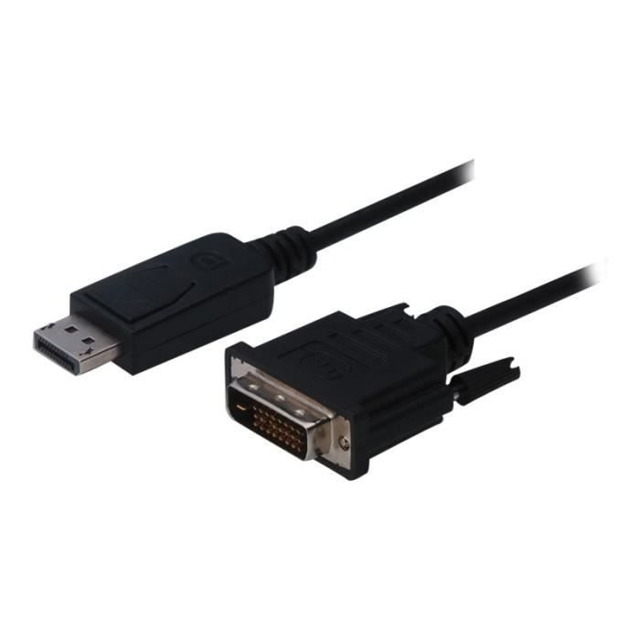 DIGITUS Câble d'écran DVI-D (P) pour DisplayPort (P) verrouillé 2 m moulé, vis moletées noir