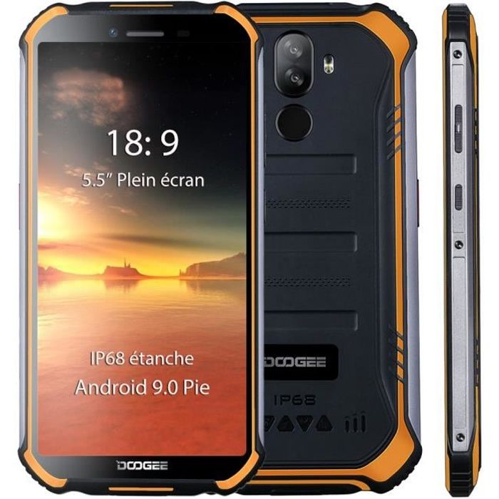  T&eacute;l&eacute;phone portable DOOGEE S40 Smartphone 4G Etanche Antichoc Antipoussière Débloqué 5.5 Pouces 4650mAh 3 Go+32 Go Android 9.0 - Orange pas cher