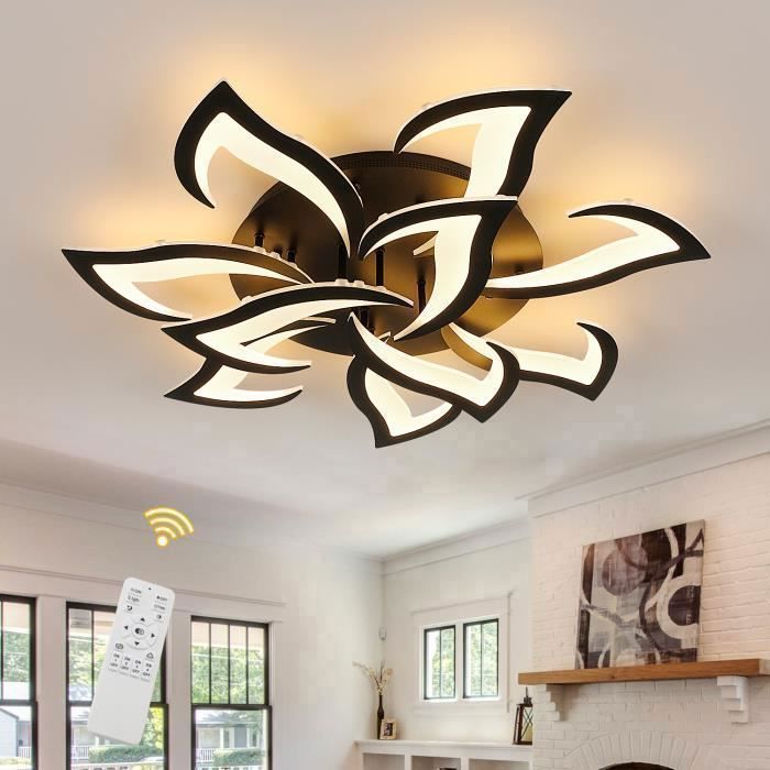 Dorlink Plafonnier LED Moderne Noir 84W - 10 Têtes Dimmable - Ø82cm - Éclairage Intérieur pour Salon Chambre