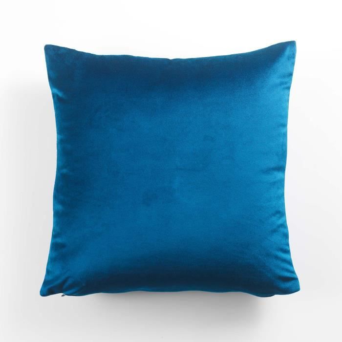 Housse de coussin - DOUCEUR DINTERIEUR - 40 x 40 cm - Velours uni - Couleur bleu - Élégance chic Housse de coussin - DOUCEUR DINTERIEUR - 40 x 40 cm - Velours uni - Couleur bleu - Élégance chic