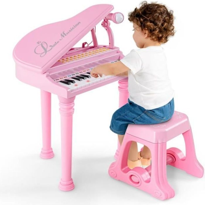DWW-piano Enfant Fille 1 2 3 Ans, Piano Jouet Rose Bebe Avec
