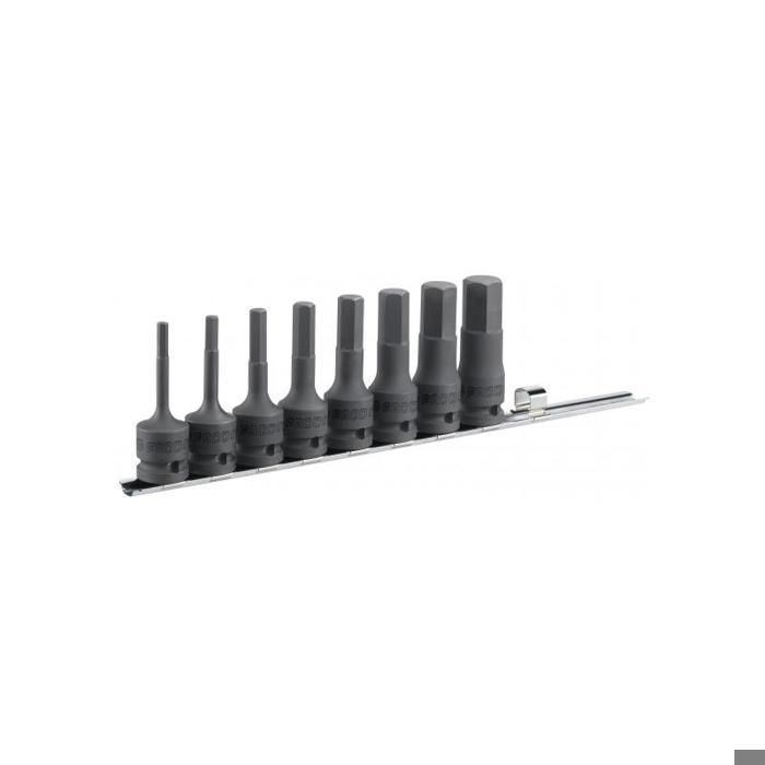 Jeu de 8 douilles tournevis impact 12 pour vis 6 pans creux métriques sur rack Facom NSHM.J8 - vue 1