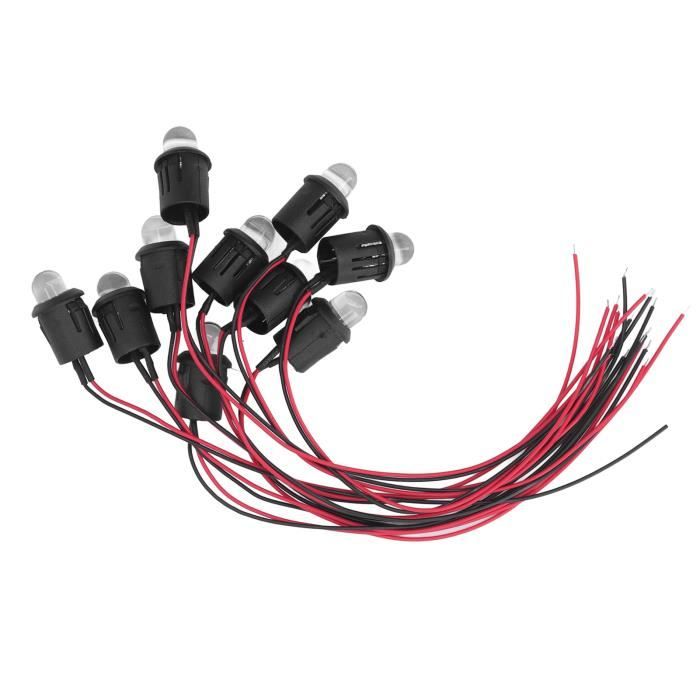 10 Pièces LED Voyant Lumineux 12V Haute Luminosité - Rouge - Pour Voiture Bateau