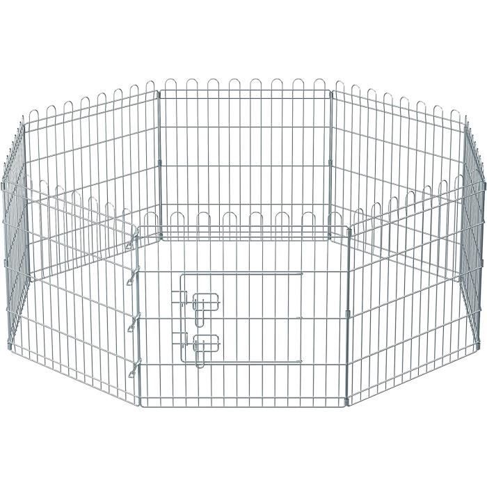 Comparer les prix de FEANDREA Cage, Parc pour Chien Pliable, Enclos Lapin, Animaux, Argent PPK001W01
