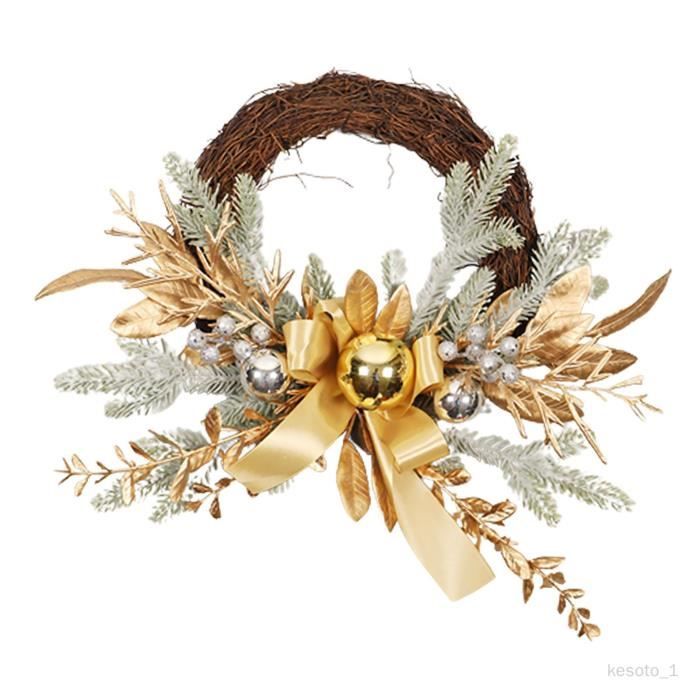 Couronne De Noël Lumineuse 31 Cm – Couronne De Porte & Avent Avec LED, Pommes De Pin, Nœuds & Baies Rouges