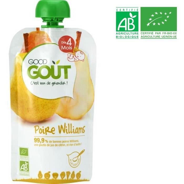 GOOD GOÛT Gourde purée de fruit Poire williams Bio 120g Achat
