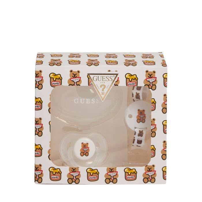 Ensemble tétine avec capuchon, support et clip bébé fille Guess - animal print - TU