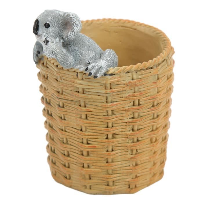 Hililand Porte Crayon Porte Stylo Dessin Anime Mignon Koala Bebe Forme Panier En Bambou Design Detail Fin Texture Decoration De Cdiscount Maison