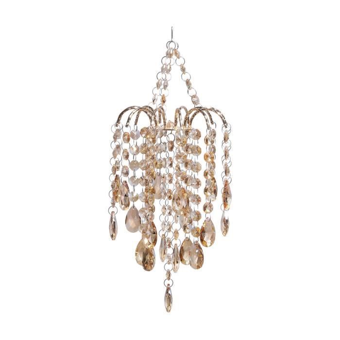 Abat-jour Effet Cristal Avec Pendentif Crochet Transparent - 28x25 Cm, Acrylique Et Acier