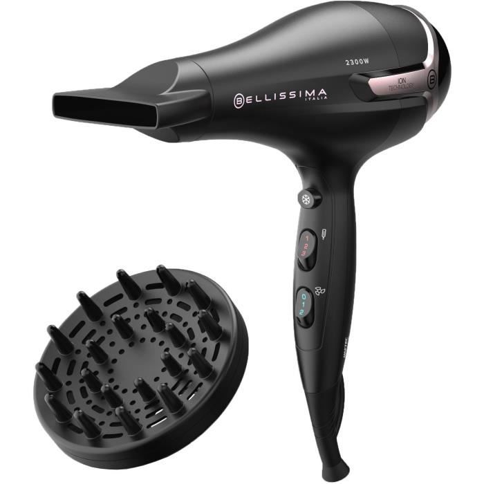 Sèche Cheveux - Bellissima - Ionique S9 2300W - Pour Cheveux Lisses et Ondulés - 2 Vitesses 3 Tempér