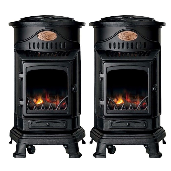 Pack De 2 Po les Gaz Noir Provence En Fonte 3 4KW Effet Feu Chauffage pack-de-2-po-les-gaz-noir-provence-en-fonte-3-4kw-effet-feu-chauffage
