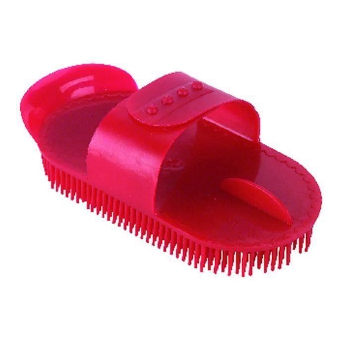 Etrille (brosse de pansage) - KERBL - Standard - PVC - Poignée réglable - Rouge