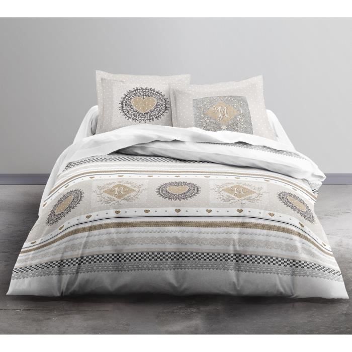 Parure de lit Housse de Couette 100/% Coton 57 Fils Bangui 220 x 240 cm