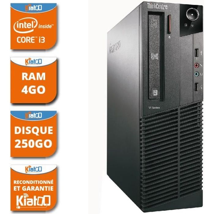 Ordinateur de bureau  LENOVO M81 core I3 4GO RAM 250GO disque durPC reconditionnè WINDOWS 7