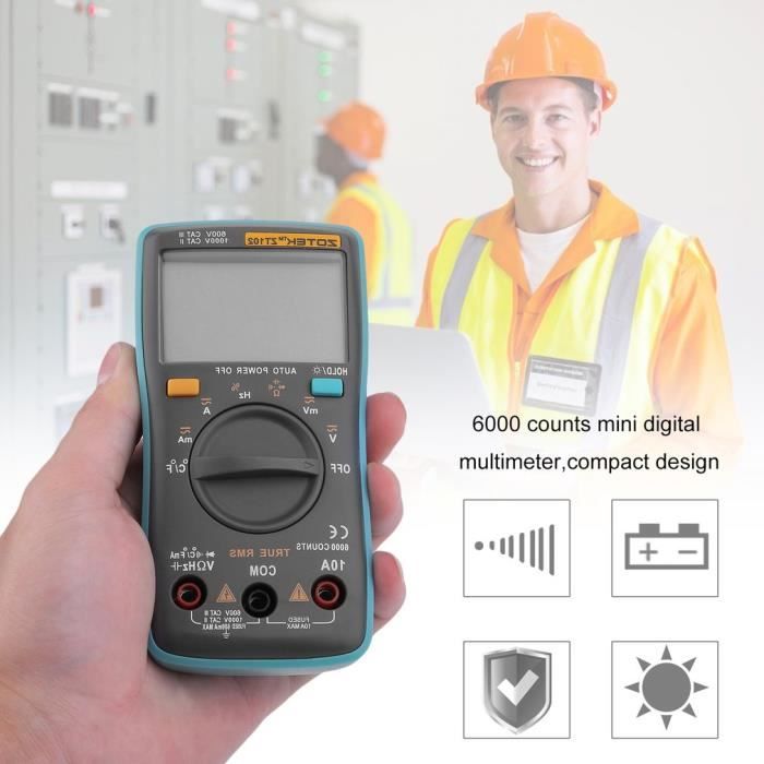 Multimètre Numérique Kethvoz TRMS 6000 Comptes AC/DC Avec APP Bluetooth NCV - Testeur Complet
