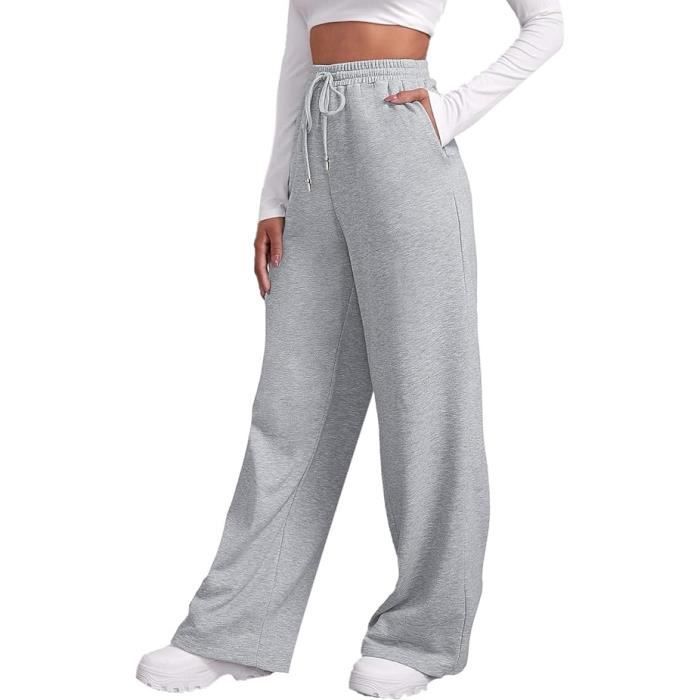 Pantalon Jogging Femme Coton Taille Haute Survêtement pour Running Sport  Training Yoga Rayures Gris Foncé M : : Mode