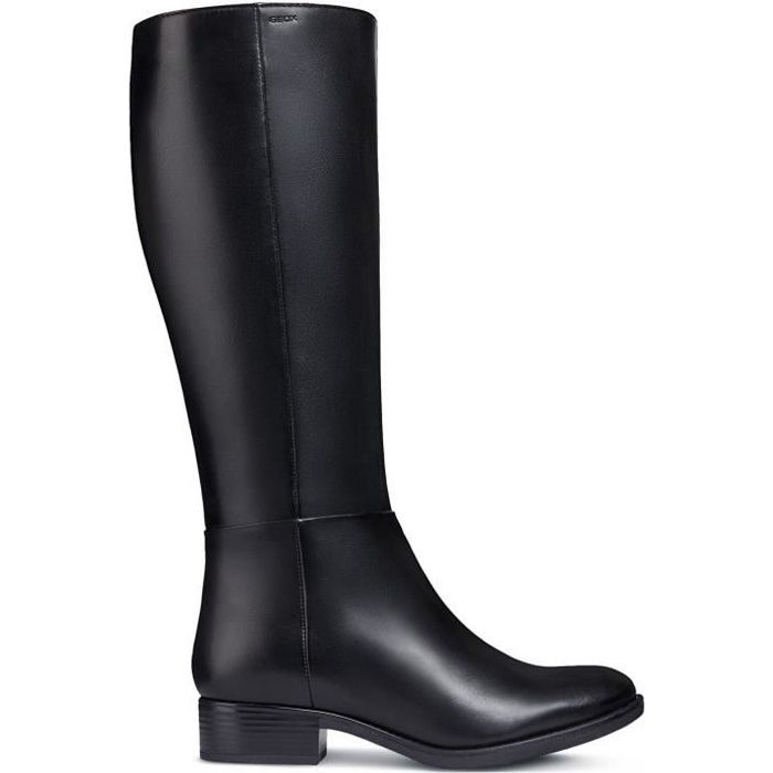 Bottes Femme Geox D Felicity en Cuir Noir - Fermeture Zip - Semelles Respirantes