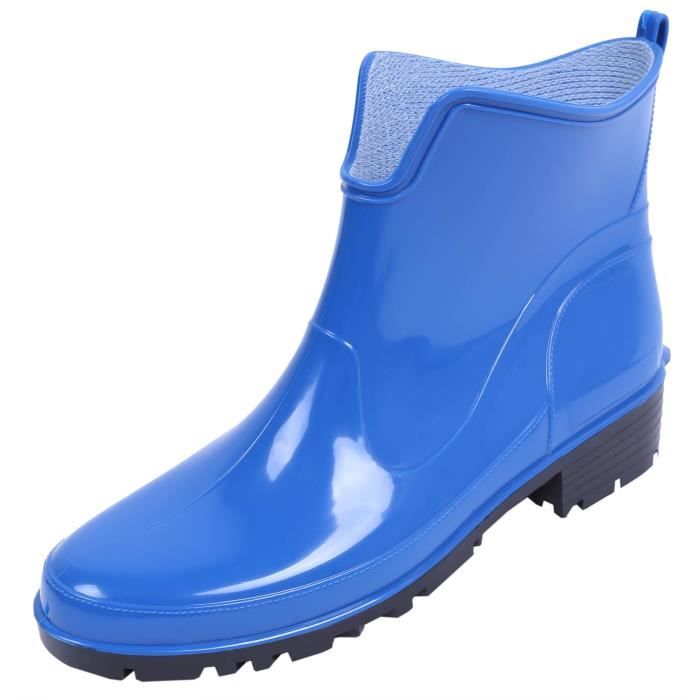 bottes de pluie courtes pour femme - lemigo - bleu - pvc - a élastique - confortables
