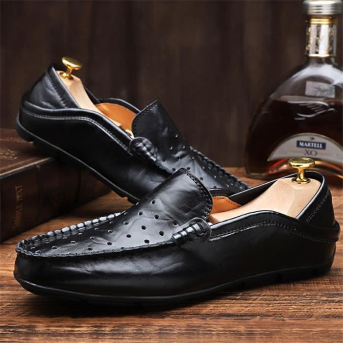 Chaussures Doudou Homme JS™ SLIP-ON en cuir respirant noir