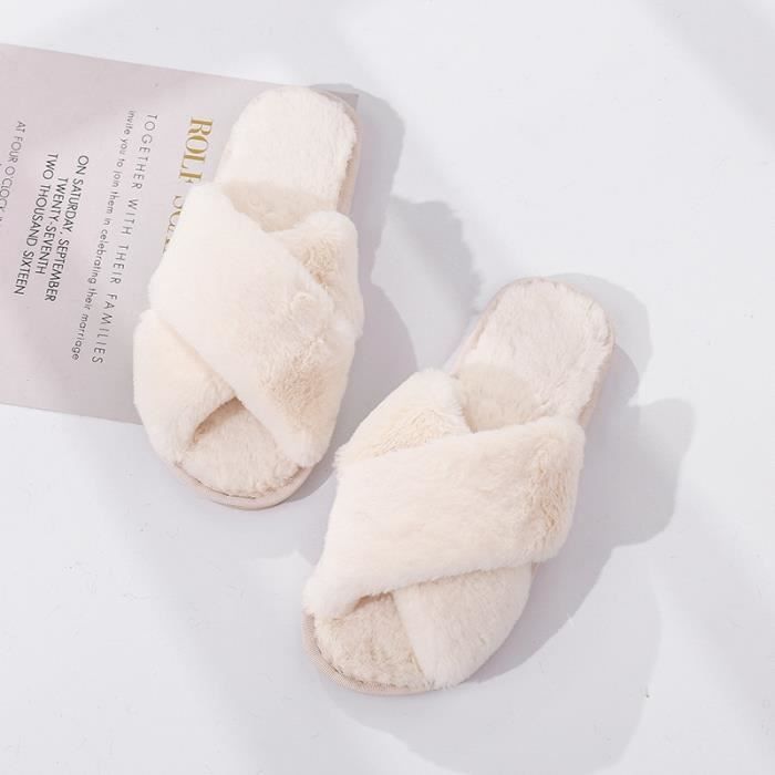 Pantoufles Pour Femme En Mousse à Mémoire De Forme - Chaussons D'hiver Chauds - Chaussons En Peluche Douillets - Doublés - Orteils Fermés - Antidérapants - Confortables Et Doux Et Moelleux, Rouge, 37