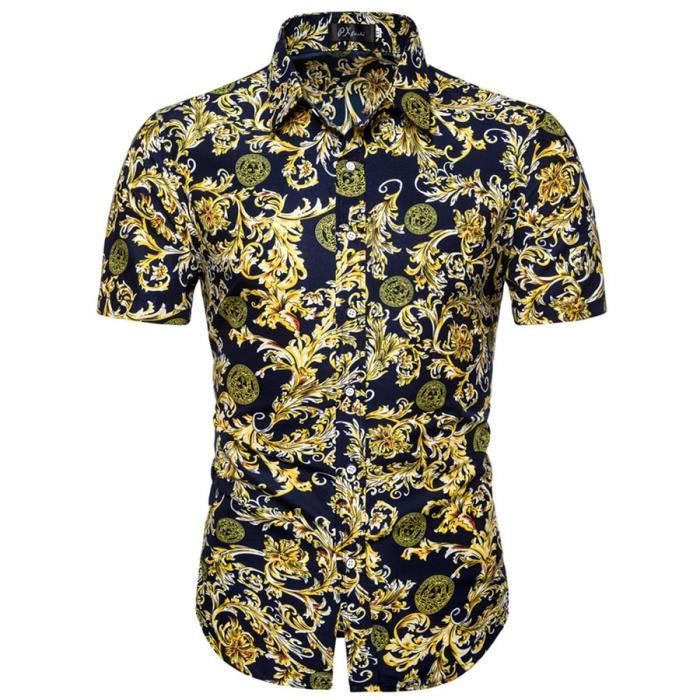 Chemise Bonobos Homme – Chambray, Poissons, Manches Courtes (M)
