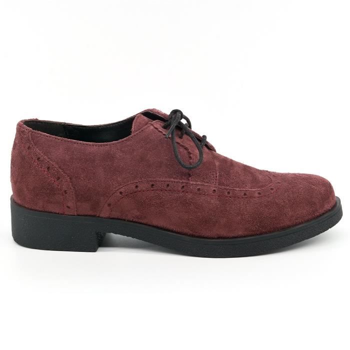 Derby en cuir bordeaux pour femme Marque Modele Hauteur de talon 3cm Fabrication francaise Bordeaux Cdiscount Chaussures