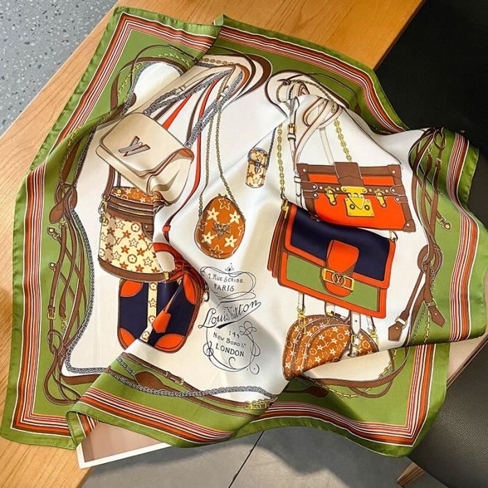 Foulard en soie pour femmes, marque de luxe, accessoires de mode, Foulard en Satin, Bandana pour Cheveux, Hijab, foulards de tête de styliste / Nouveaux foulards et écharpes