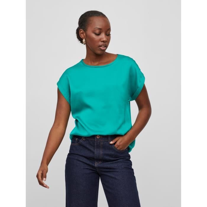 Blouse Femme VILA - Chemisier Manches Longues Col V Coupe Courte - Polyester Recyclé