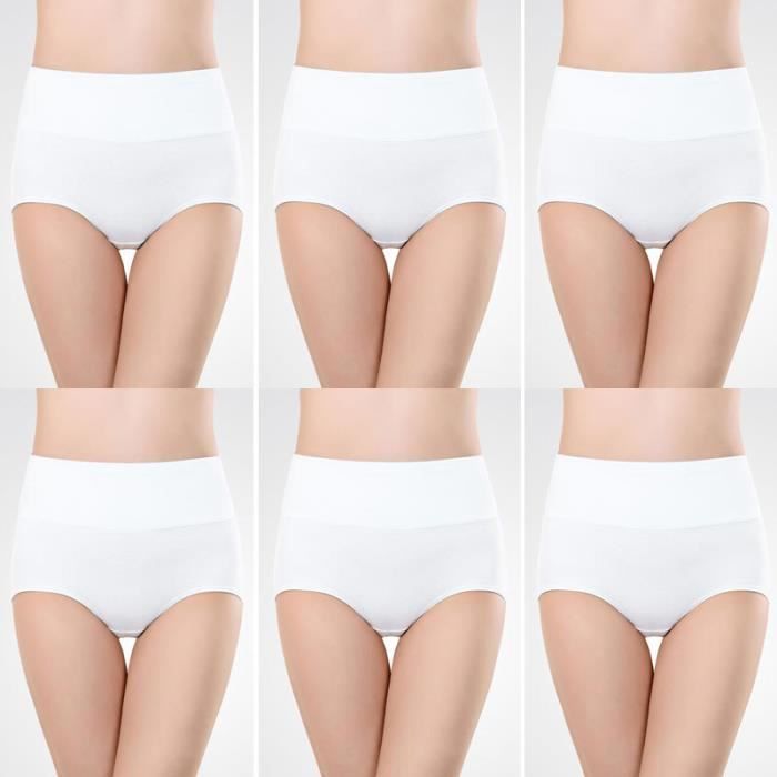 Paquet de 5 Culotte Femme Slip Coton Taille Haute sans déformation  sous-vêtements pour Culottes Vetement Femme