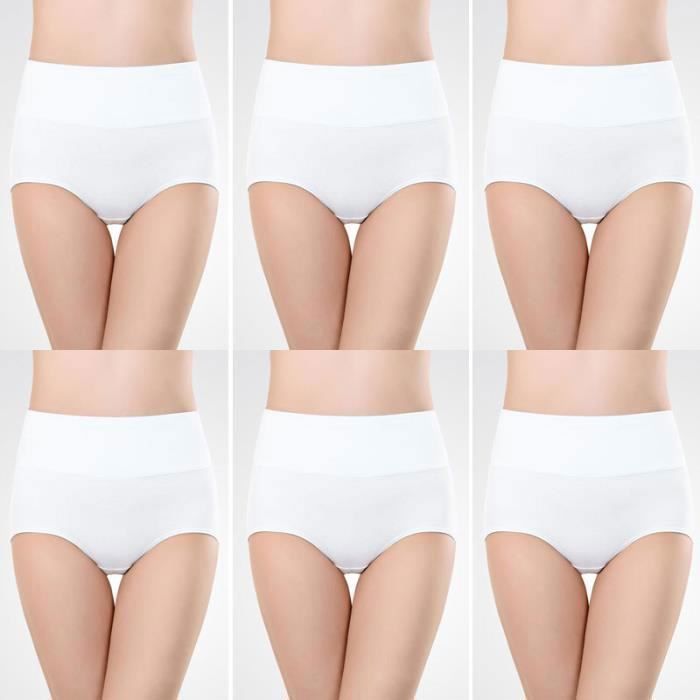 Paquet de 5 Culotte Femme Slip Coton Taille Haute sans déformation  sous-vêtements pour Culottes Vetement Femme