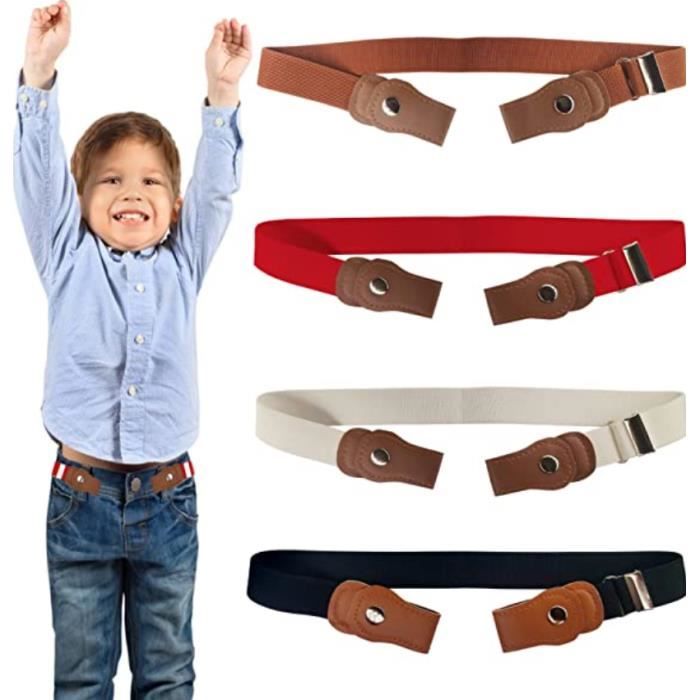 4 Pièces Ceinture élastiques Sans Boucle Enfant Réglable Ceinture Extensibles Invisibles Ajustable Ceintures 35-90cm Ceintures