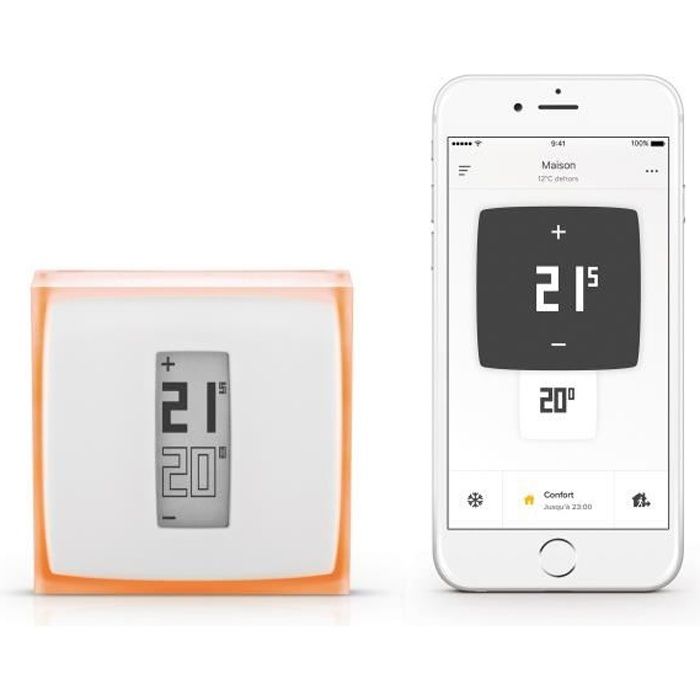 Thermostat connecté - NETATMO - Netatmo by Starck NTH01-FR-EC - Programmable - Blanc - Objet connecté