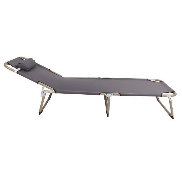 Lit Pliant 1 Personne Lit De Camping Pliable Meuble D'extérieur 190 Cm