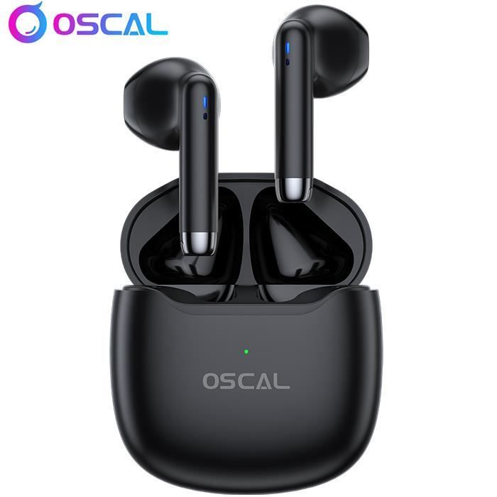 Oscal HiBuds 5 Ecouteur Bluetooth sans Fil Bluetooth 5.3 Oreillette Sportif Stéréo IPX4 étanche pour iOS Android - Noir