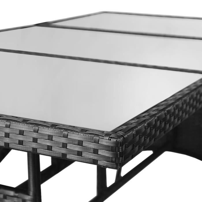 résine tressée table de jardin - pwshymi - style industriel - noir - résine tressée et cadre en acier - 170x80x74cm(lxixh)
